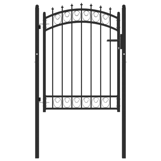 vidaXL Fence Gate with Spikes Steel 100x125 cm Black