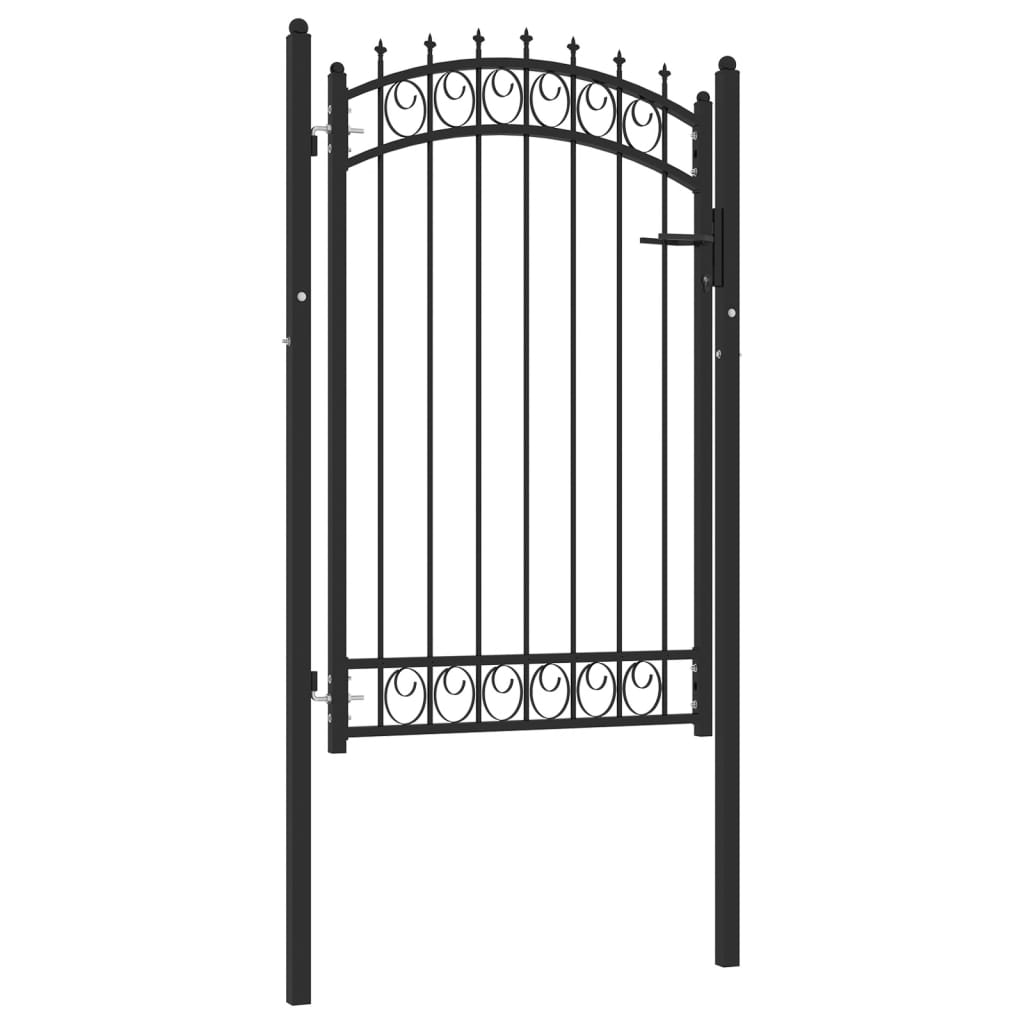 vidaXL Fence Gate with Spikes Steel 100x150 cm Black