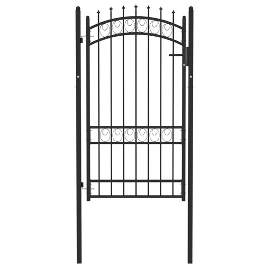 vidaXL Fence Gate with Spikes Steel 100x175 cm Black