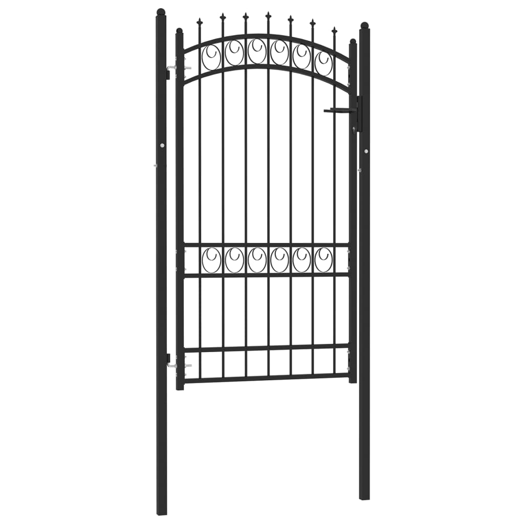 vidaXL Fence Gate with Spikes Steel 100x175 cm Black