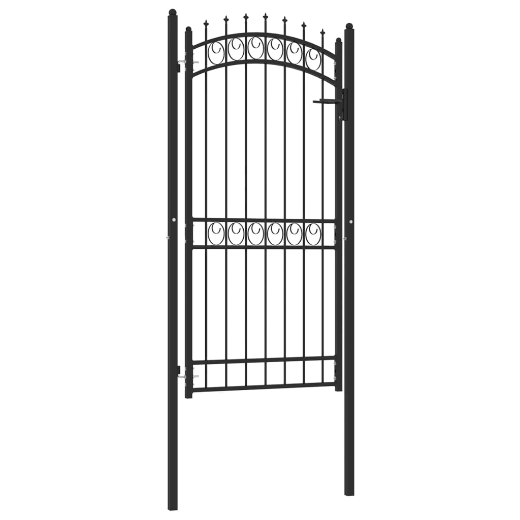 vidaXL Fence Gate with Spikes Steel 100x200 cm Black