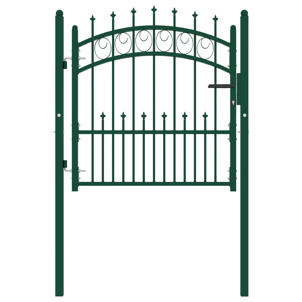 vidaXL Fence Gate with Spikes Steel 100x100 cm Green