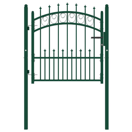 vidaXL Fence Gate with Spikes Steel 100x100 cm Green