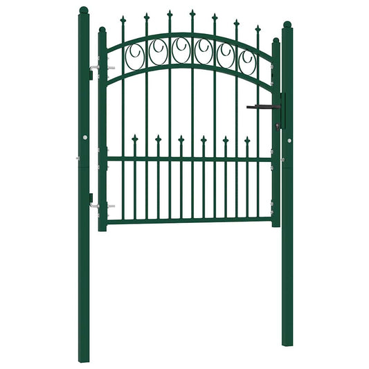 146383 vidaXL Fence Gate "EMMEN" with Spikes Steel 104x97 cm Green