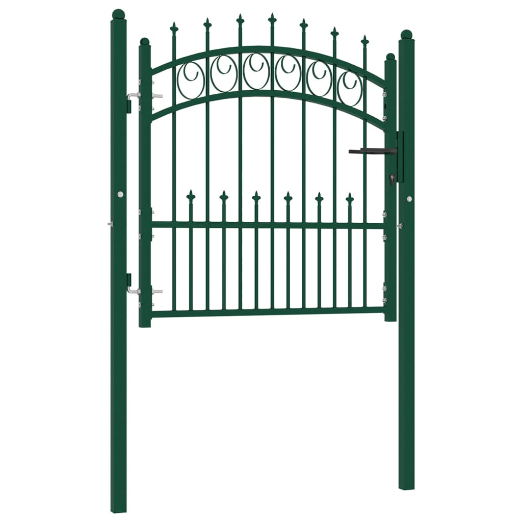 vidaXL Fence Gate with Spikes Steel 100x100 cm Green