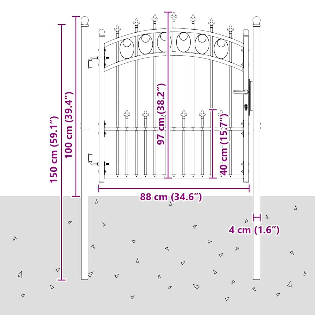 146383 vidaXL Fence Gate "EMMEN" with Spikes Steel 104x97 cm Green