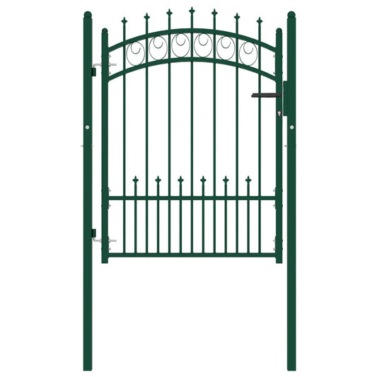 vidaXL Fence Gate with Spikes Steel 100x125 cm Green