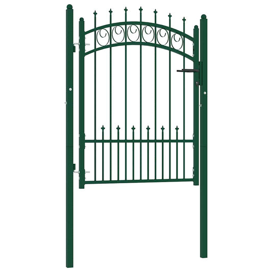 Fence Gate EMMEN with Spikes Steel 104x109.5 cm Green