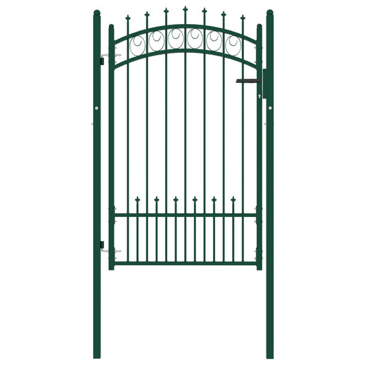 vidaXL Fence Gate with Spikes Steel 100x150 cm Green