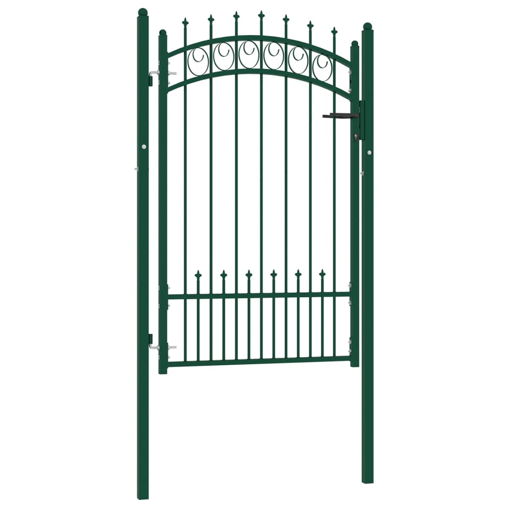 vidaXL Fence Gate with Spikes Steel 100x150 cm Green