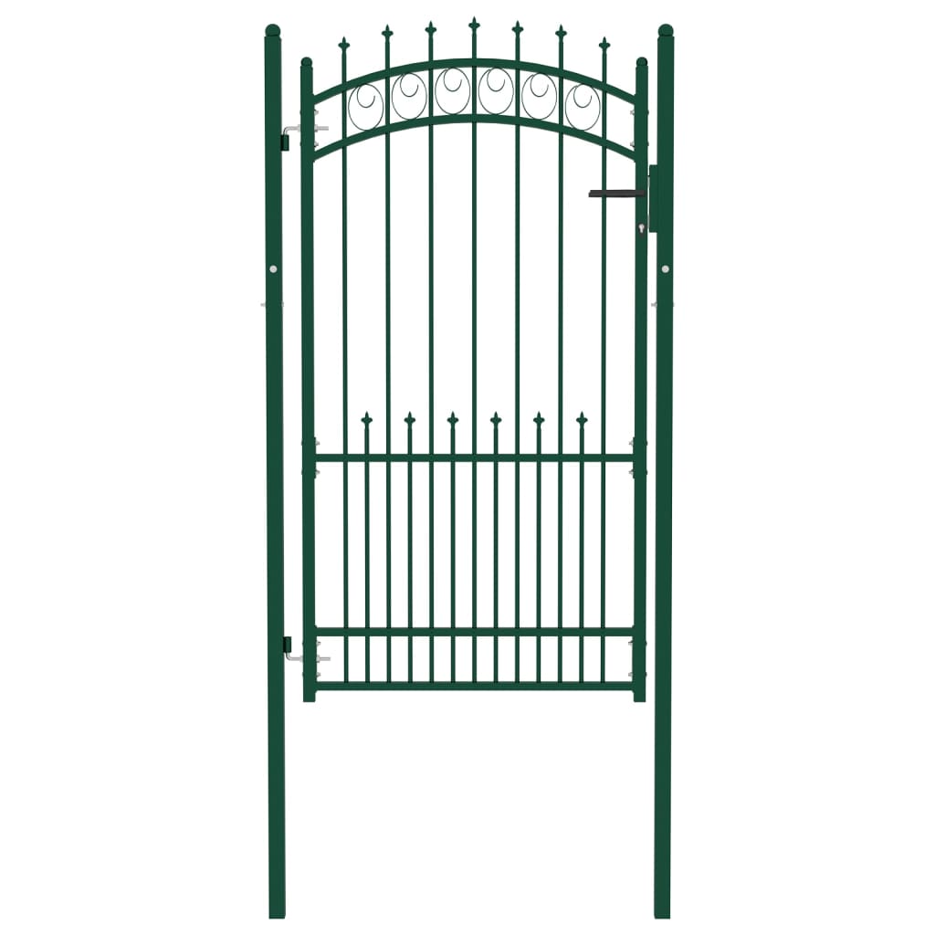 vidaXL Fence Gate with Spikes Steel 100x175 cm Green