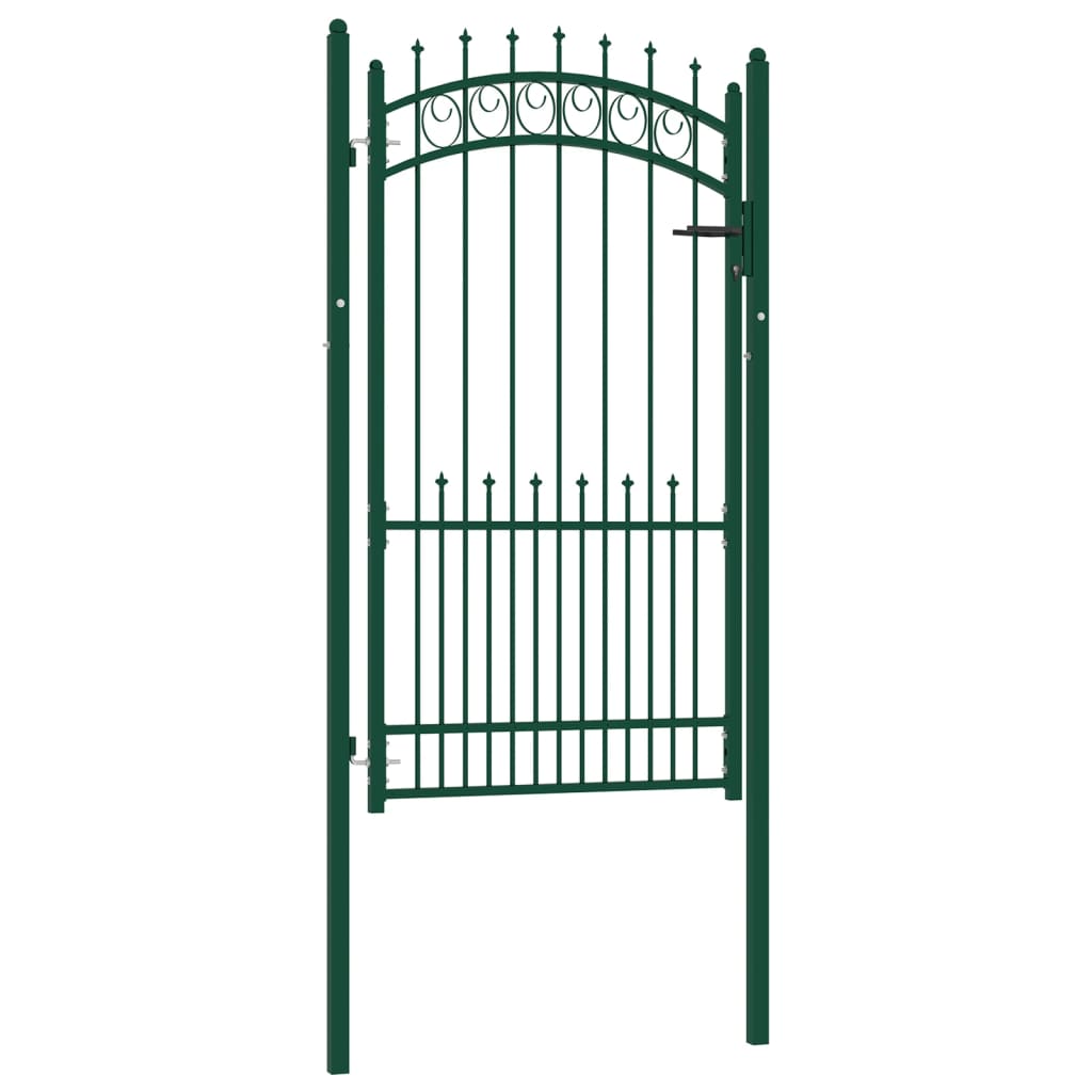 vidaXL Fence Gate with Spikes Steel 100x175 cm Green