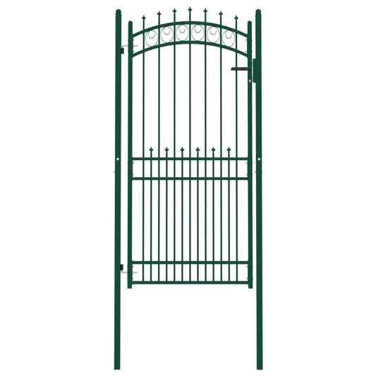 vidaXL Fence Gate with Spikes Steel 100x200 cm Green