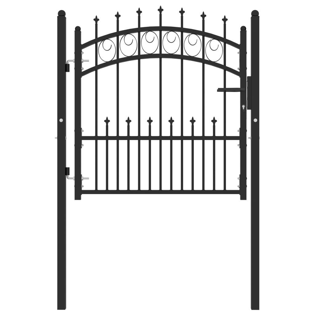 vidaXL Fence Gate with Spikes Steel 100x100 cm Black