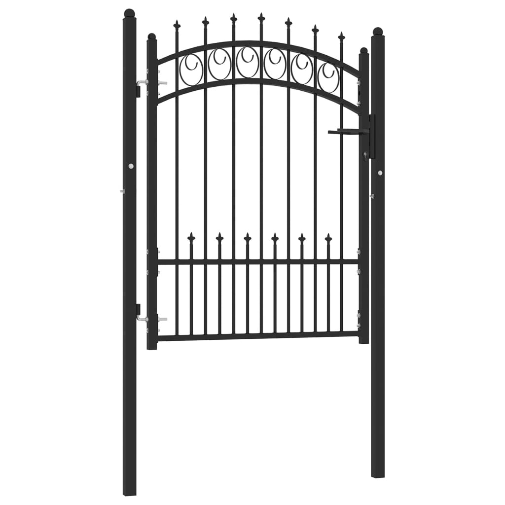 vidaXL Fence Gate with Spikes Steel 100x125 cm Black