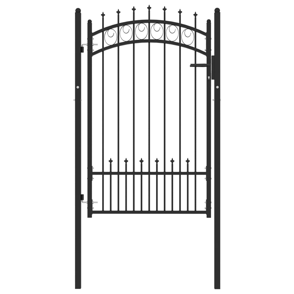 vidaXL Fence Gate with Spikes Steel 100x150 cm Black