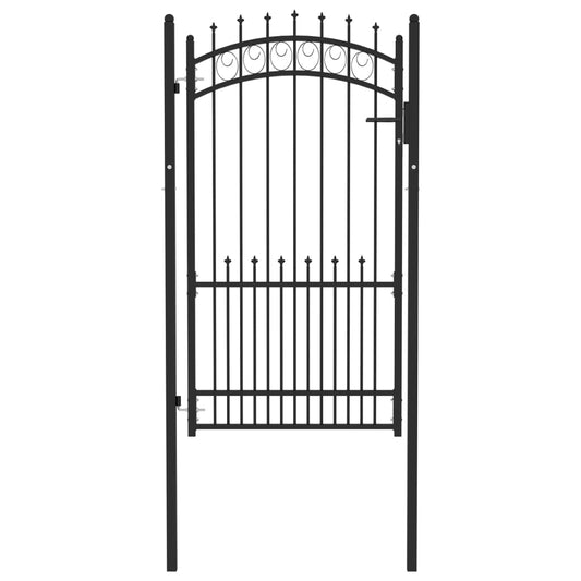 vidaXL Fence Gate with Spikes Steel 100x175 cm Black