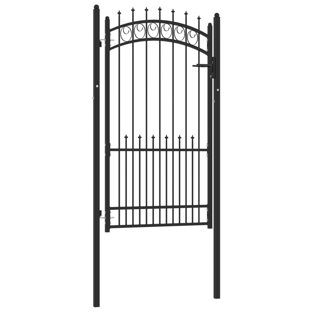 vidaXL Fence Gate with Spikes Steel 100x175 cm Black