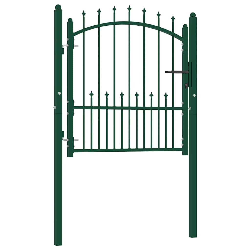 Fence Gate EMMEN with Spikes Steel 104x97 cm Green