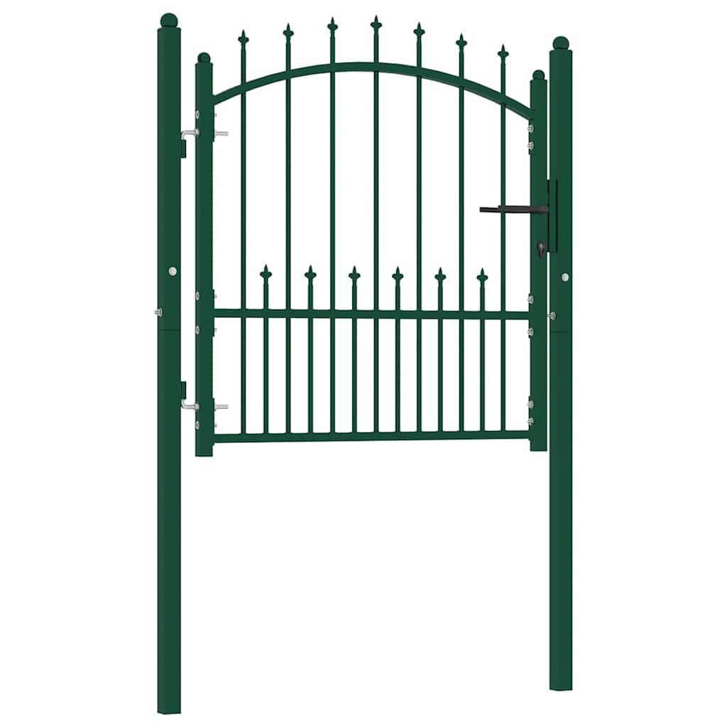 146393 vidaXL Fence Gate "EMMEN" with Spikes Steel 104x97 cm Green