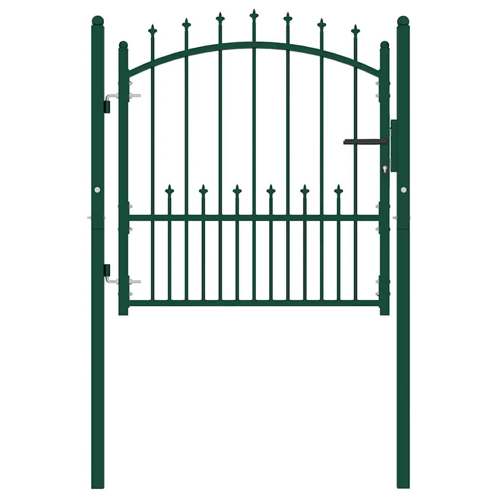 Fence Gate EMMEN with Spikes Steel 104x97 cm Green