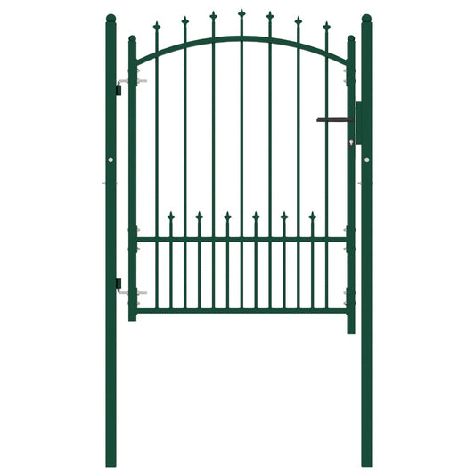 vidaXL Fence Gate with Spikes Steel 100x125 cm Green