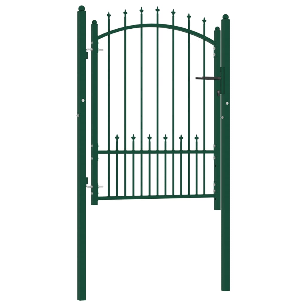 vidaXL Fence Gate with Spikes Steel 100x125 cm Green