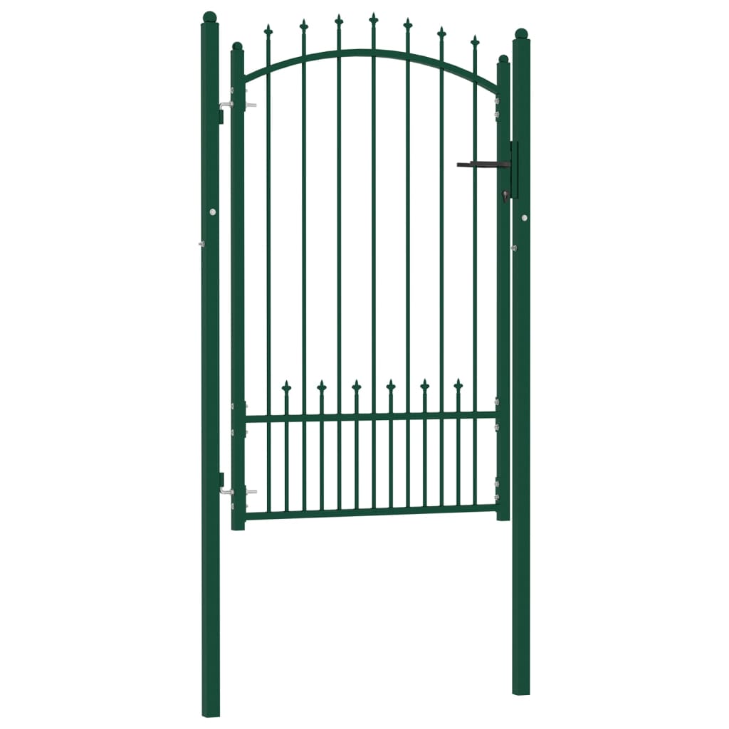 vidaXL Fence Gate with Spikes Steel 100x150 cm Green