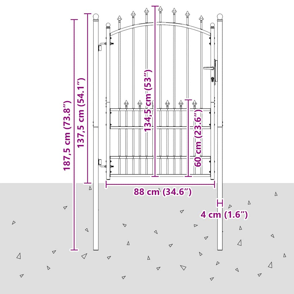 | Fence Gate | with Lock Green 100 x 175 cm Powder-coated steel