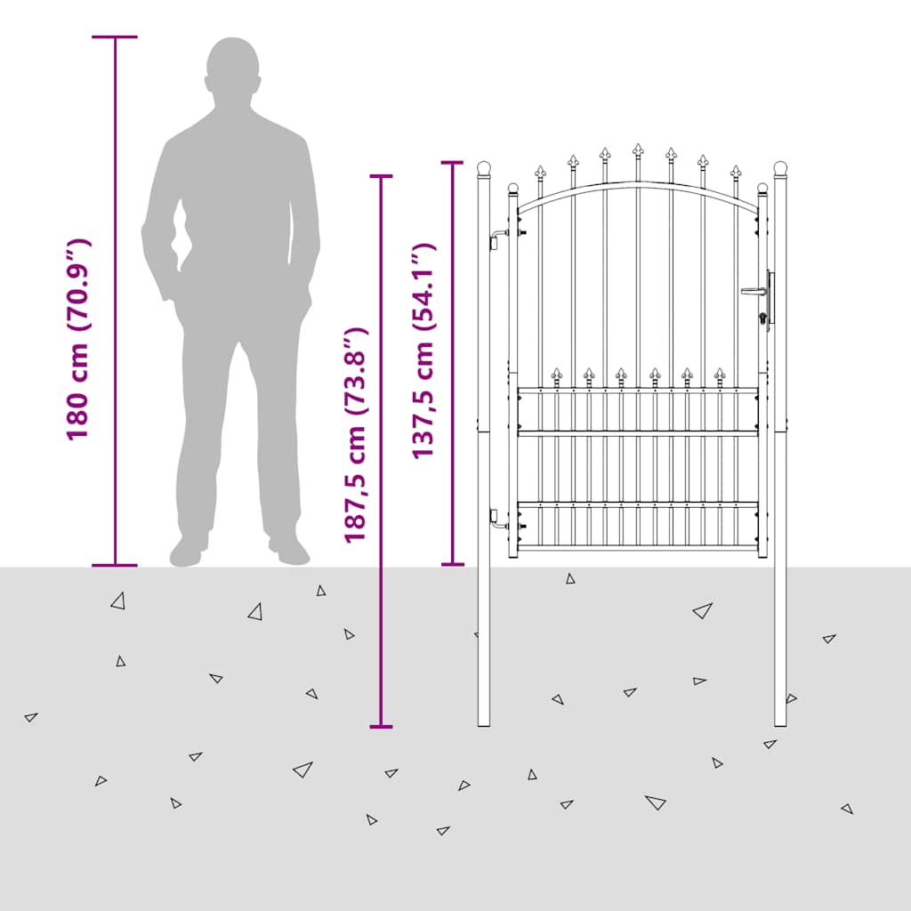 | Fence Gate | with Lock Green 100 x 175 cm Powder-coated steel