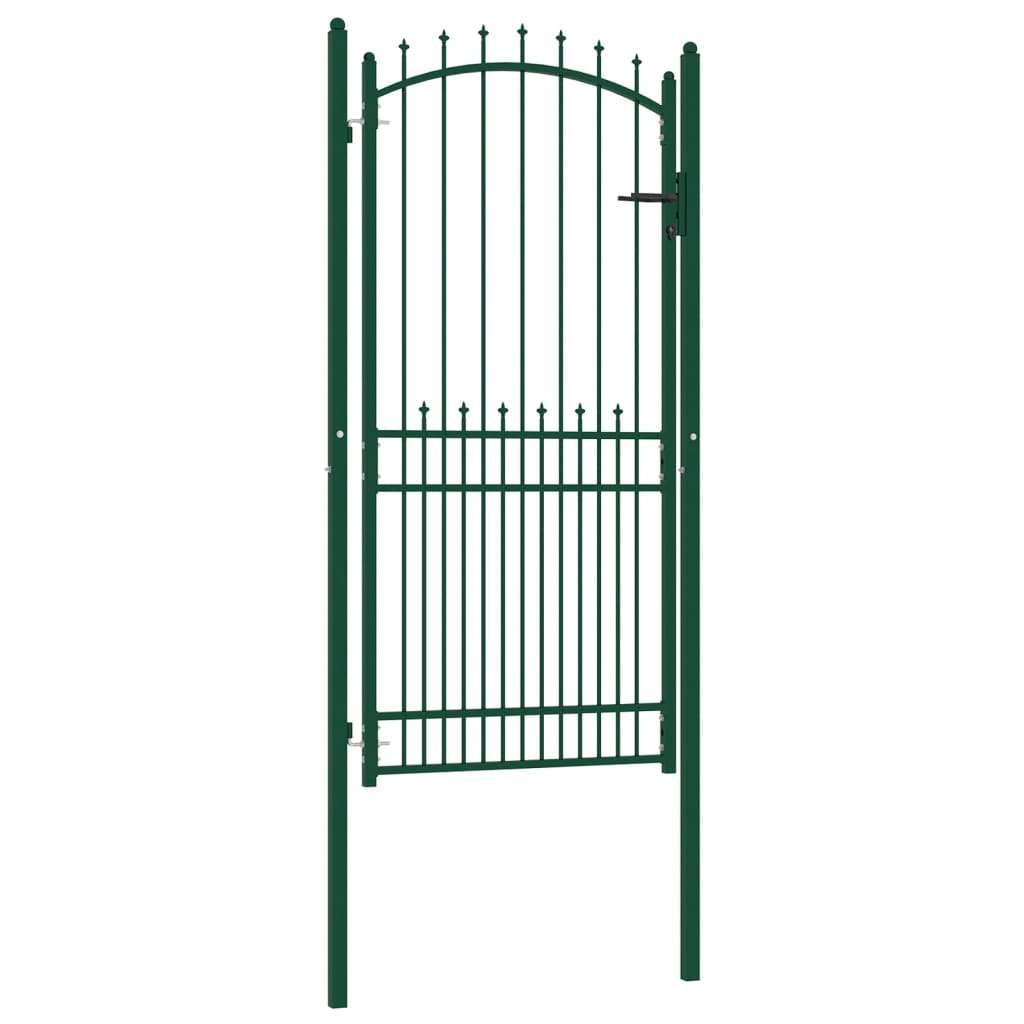 vidaXL Fence Gate with Spikes Steel 100x200 cm Green