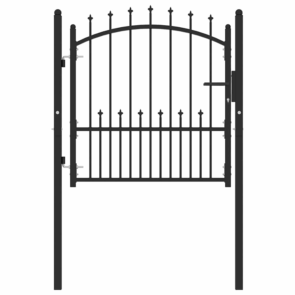 146398 vidaXL Fence Gate "EMMEN" with Spikes Steel 104x97 cm Black