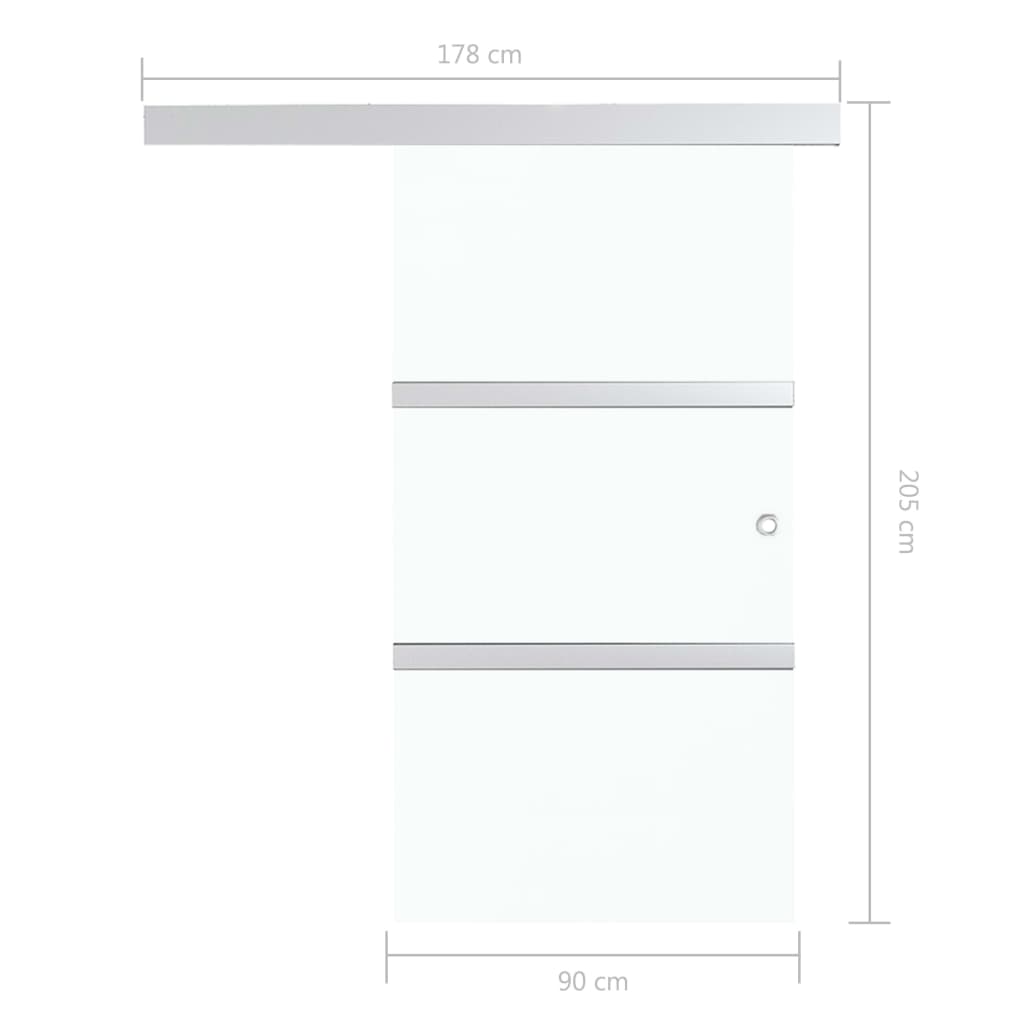 vidaXL Sliding Door with Soft Stops ESG Glass and Aluminium 90x205 cm