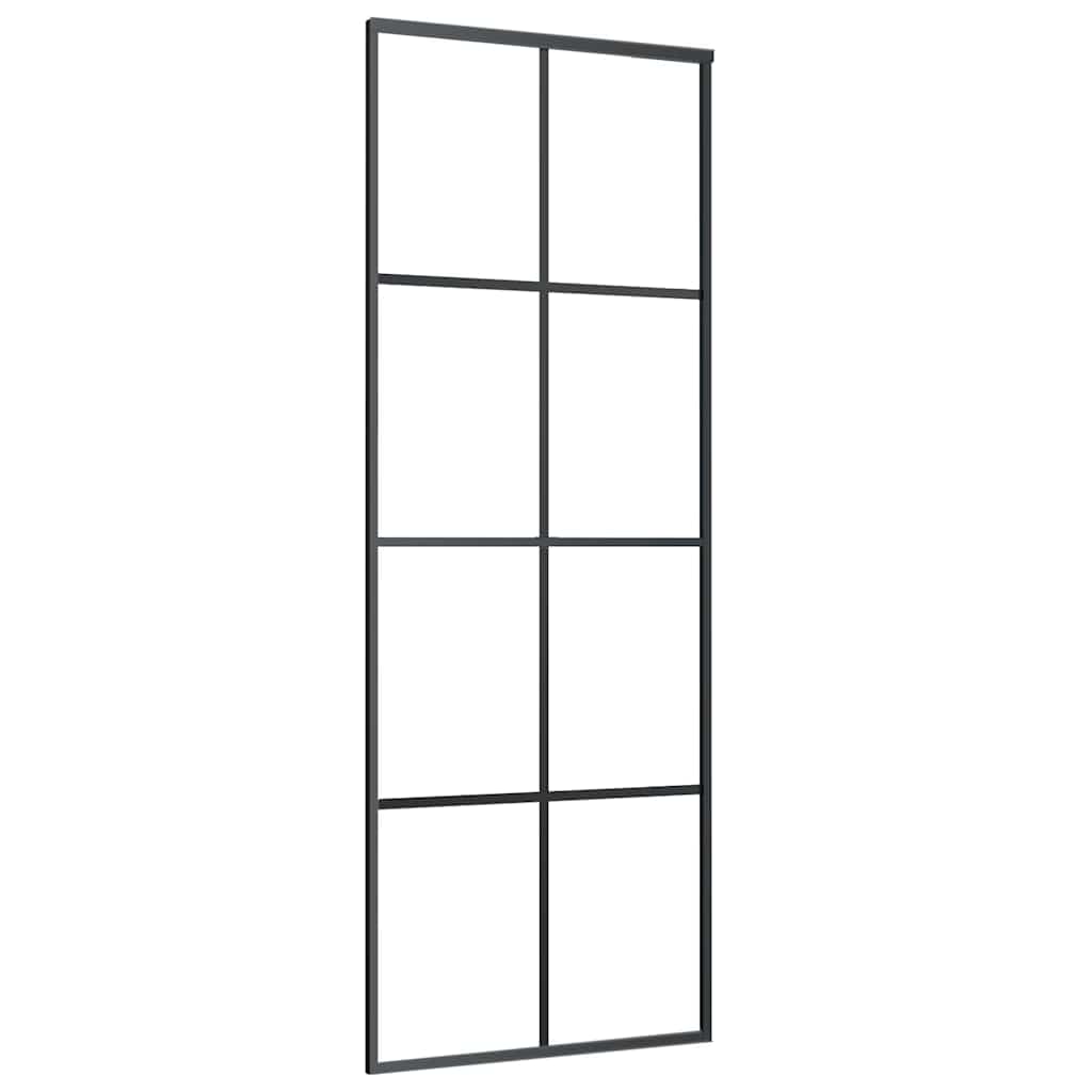 288064 vidaXL Sliding Door Aluminium and ESG Glass 76x205 cm Black