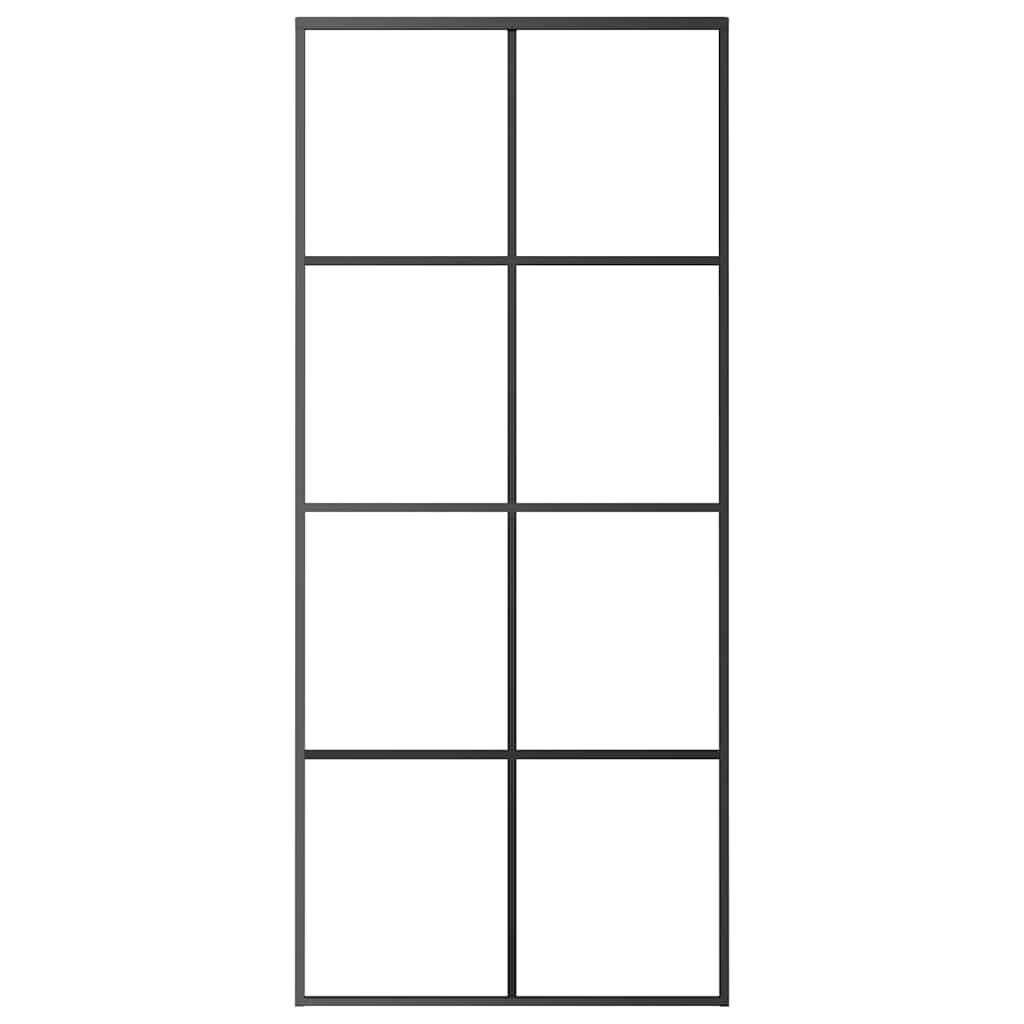 288065 vidaXL Sliding Door Aluminium and ESG Glass 90x205 cm Black