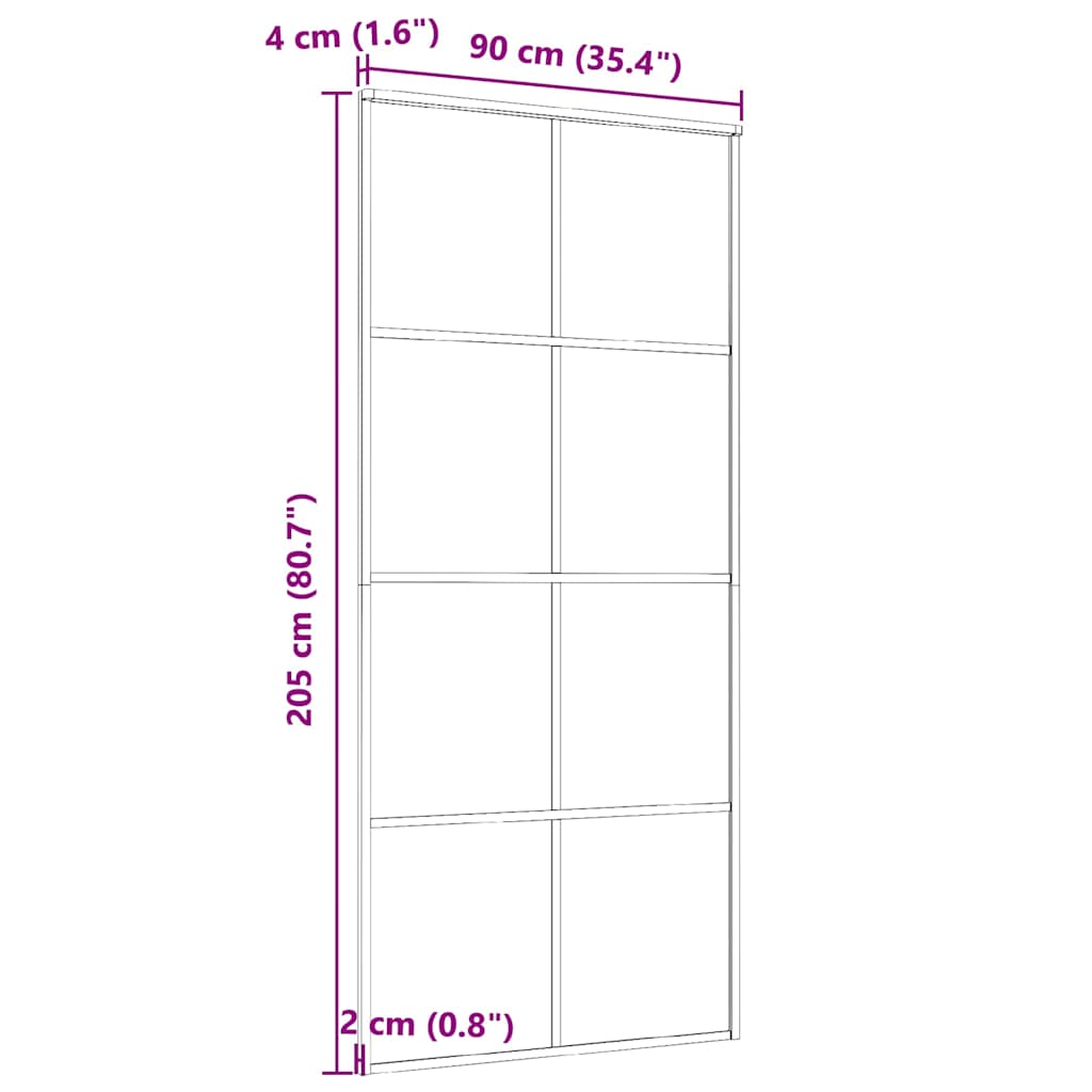 288065 vidaXL Sliding Door Aluminium and ESG Glass 90x205 cm Black
