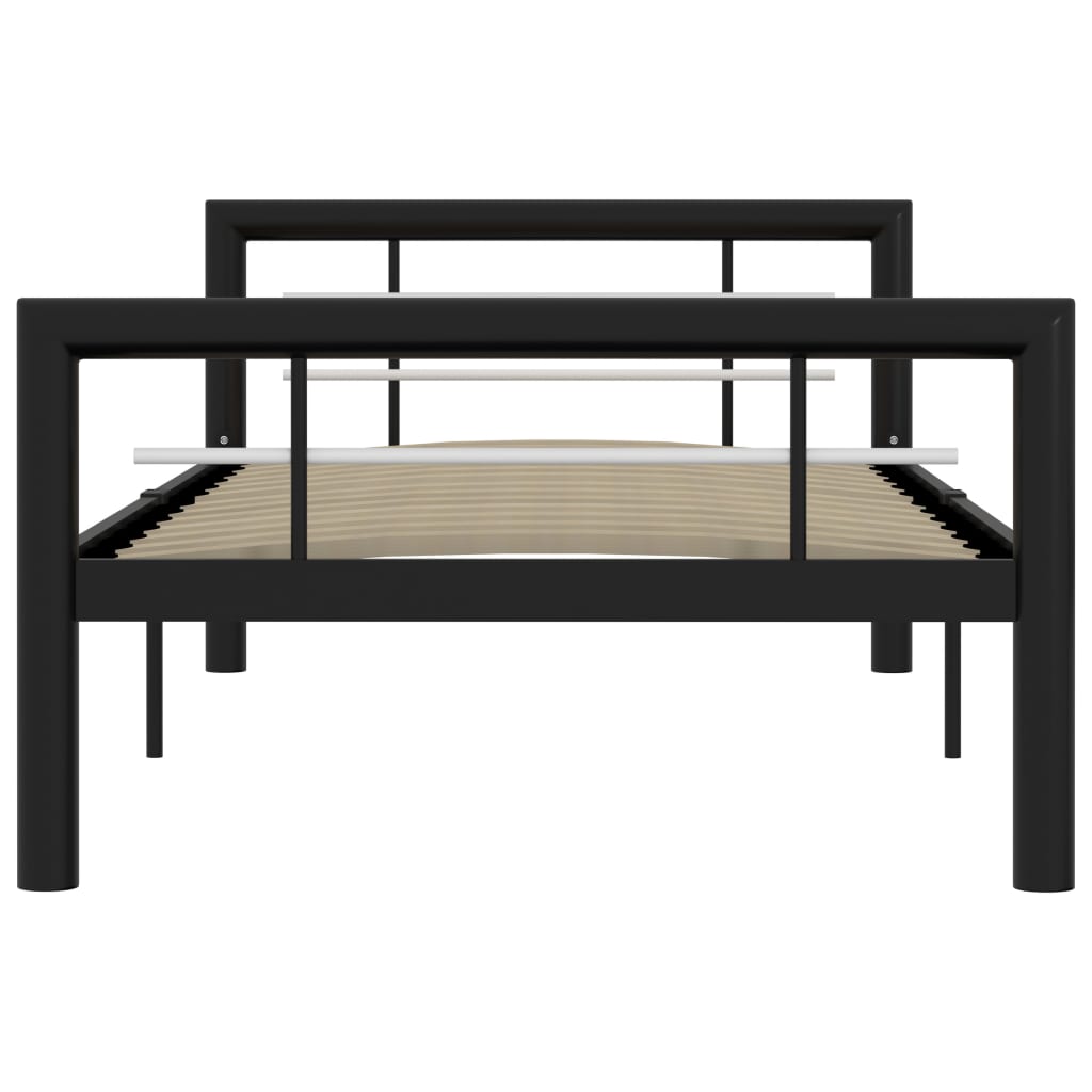Bed Frame without Mattress Black and White Metal 100x200 cm