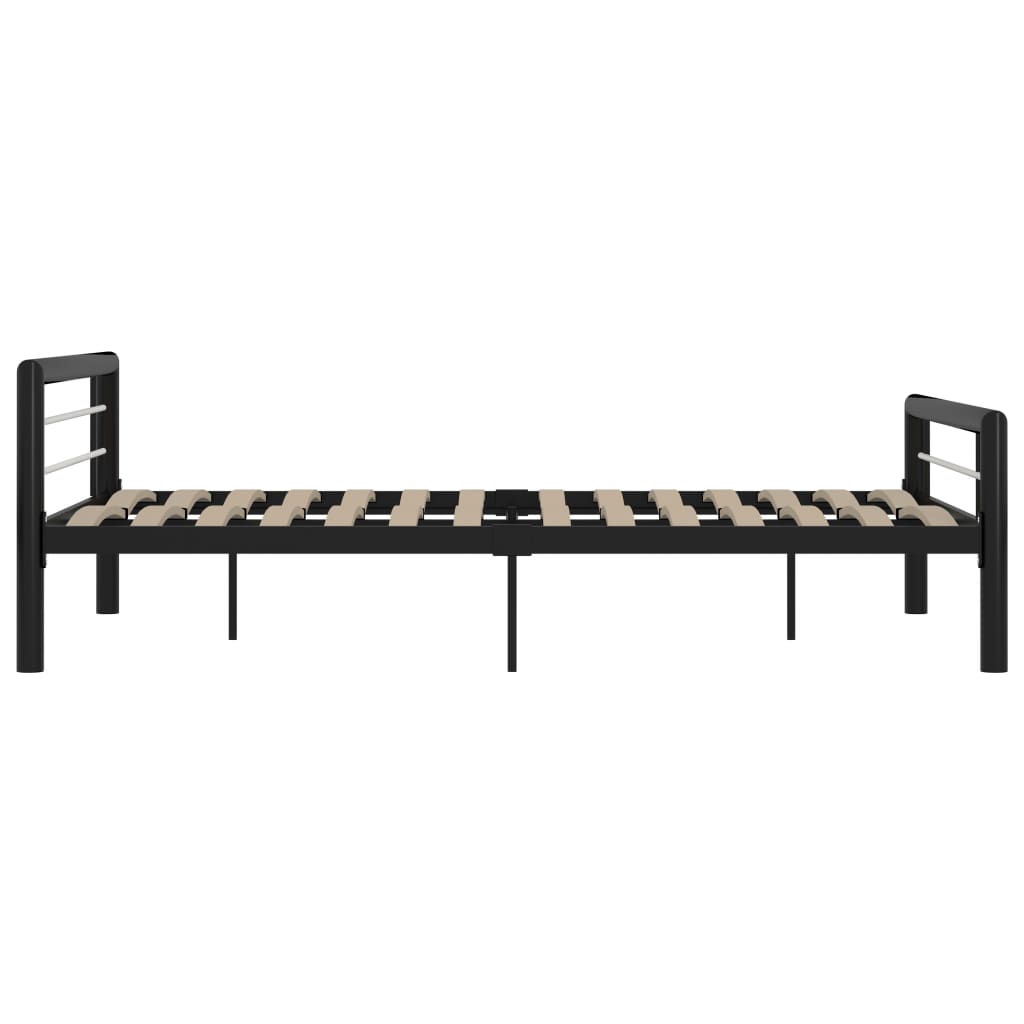 Bed Frame without Mattress Black and White Metal 120x200 cm