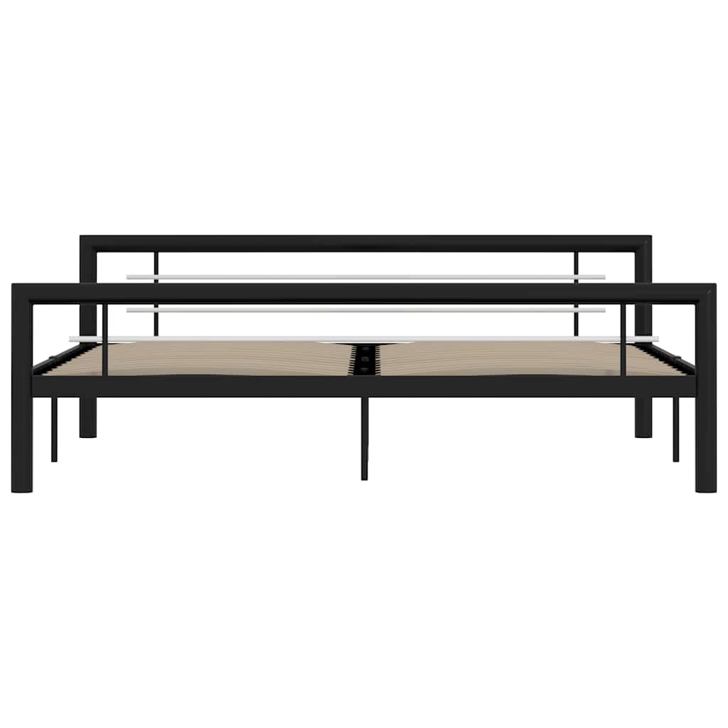 Bed Frame without Mattress Black and White Metal 180x200 cm Super King