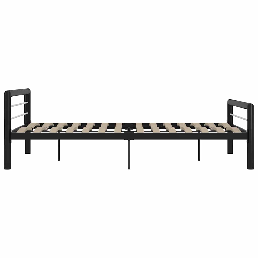 Bed Frame without Mattress Black and White Metal 180x200 cm Super King