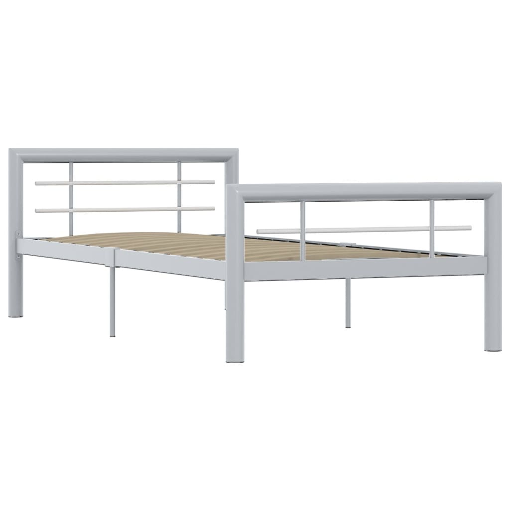 vidaXL Bed Frame without Mattress Grey and White Metal 90x200 cm