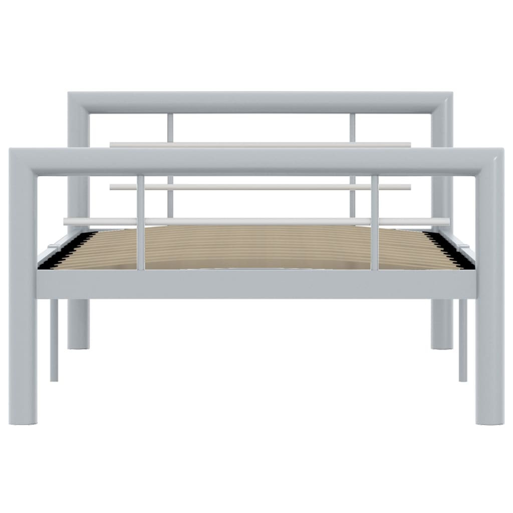 vidaXL Bed Frame without Mattress Grey and White Metal 90x200 cm