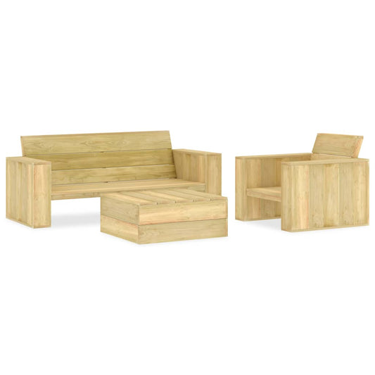 vidaXL 3 Piece Garden Lounge Set Impregnated Pinewood