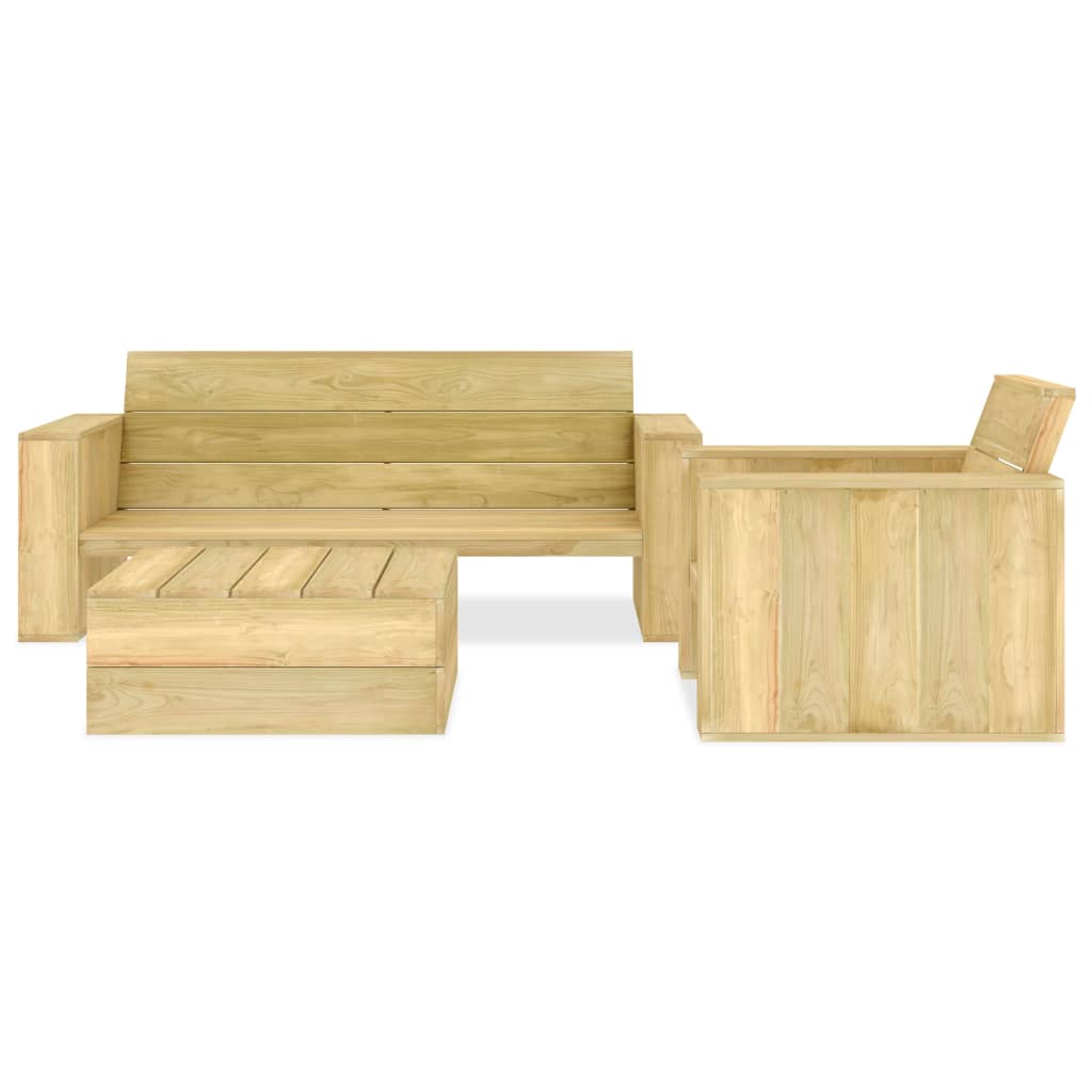 vidaXL 3 Piece Garden Lounge Set Impregnated Pinewood