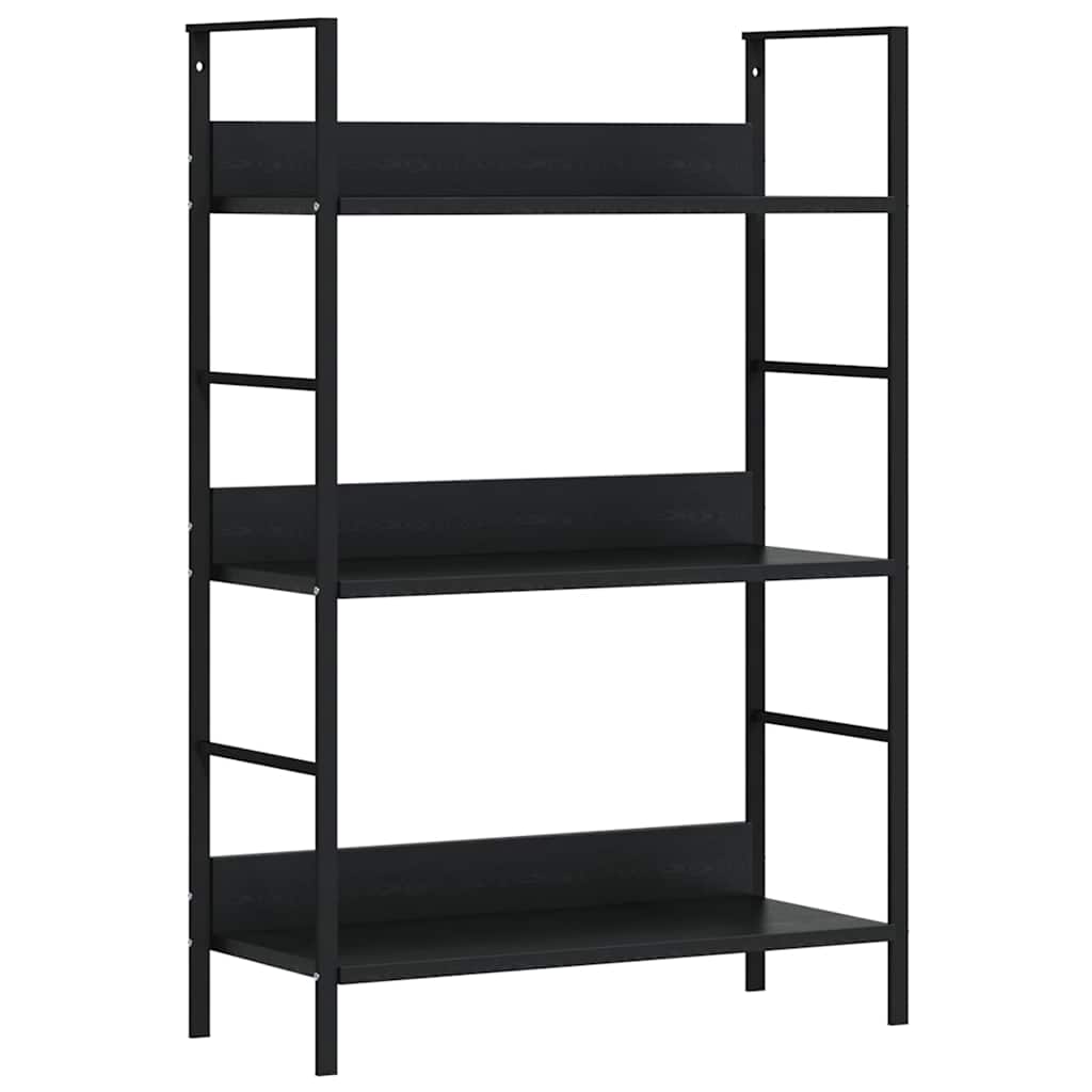 288218 vidaXL 3-Layer Book Shelf Black 60x27,6x90,5 cm Engineered Wood