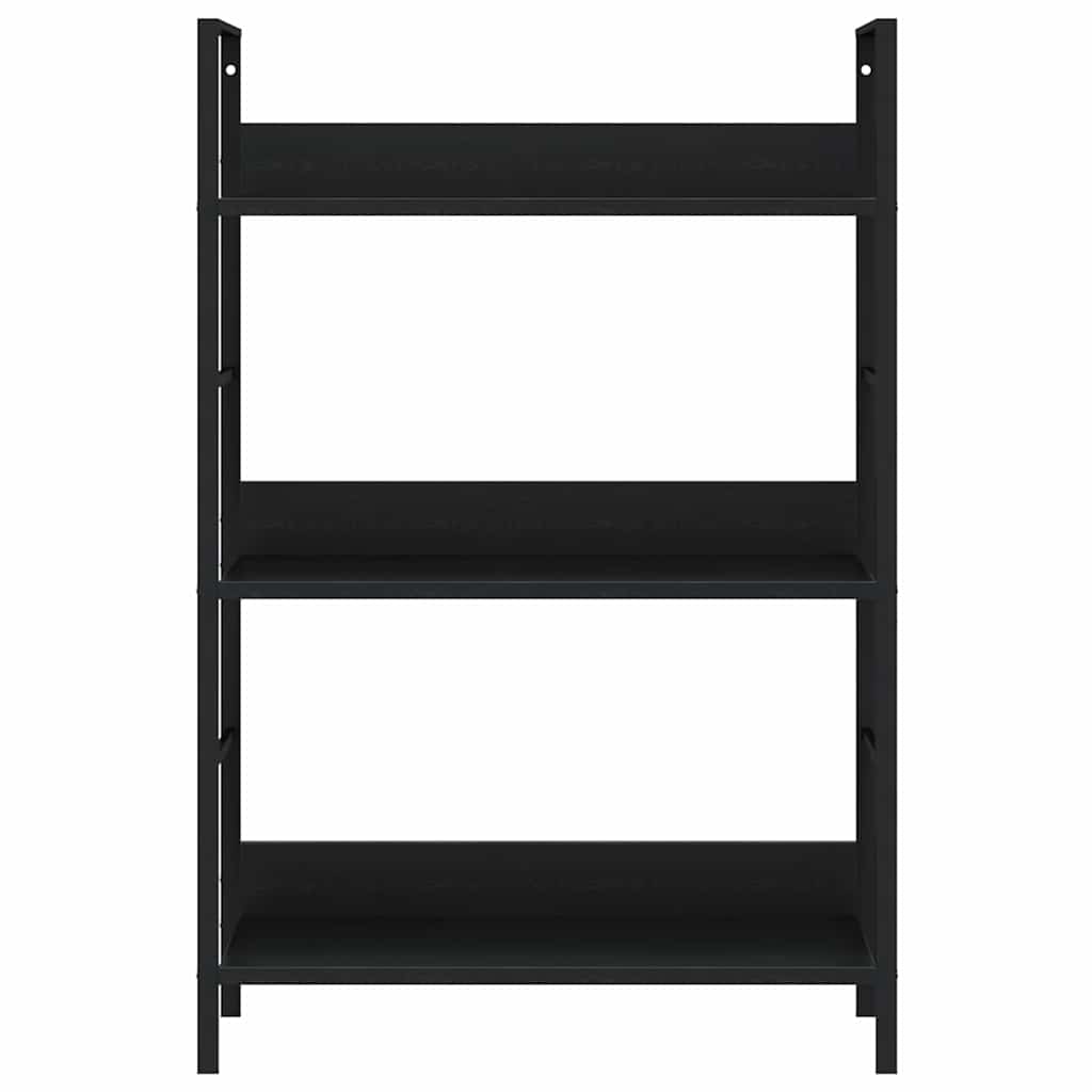 288218 vidaXL 3-Layer Book Shelf Black 60x27,6x90,5 cm Engineered Wood