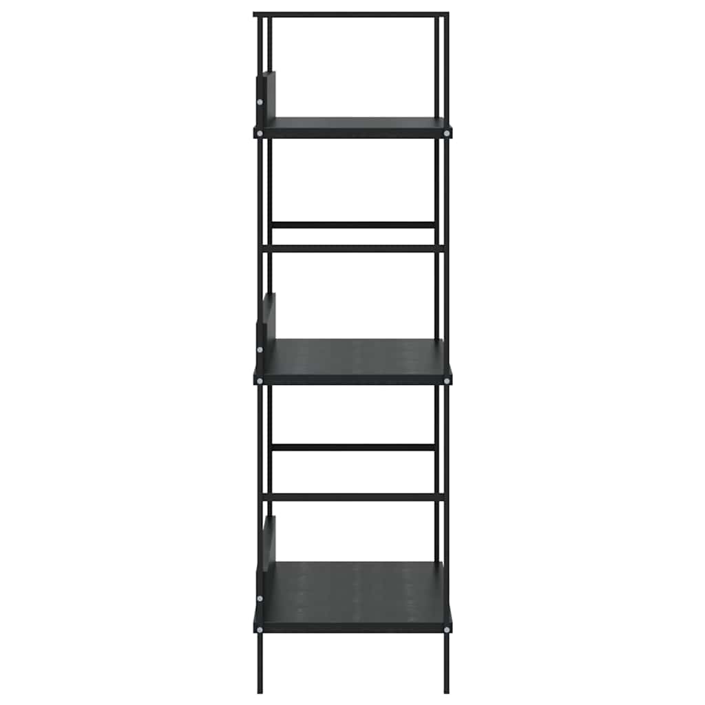 288218 vidaXL 3-Layer Book Shelf Black 60x27,6x90,5 cm Engineered Wood