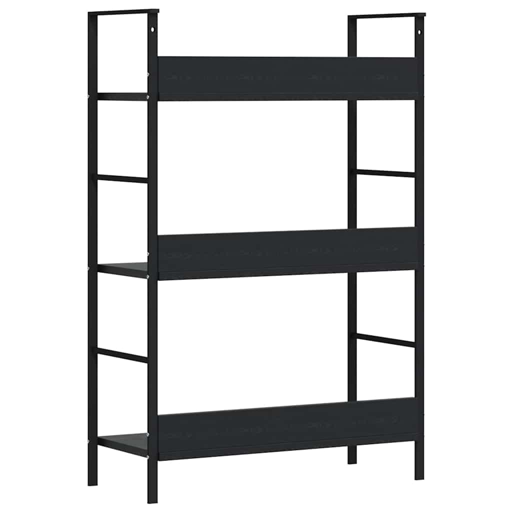 288218 vidaXL 3-Layer Book Shelf Black 60x27,6x90,5 cm Engineered Wood