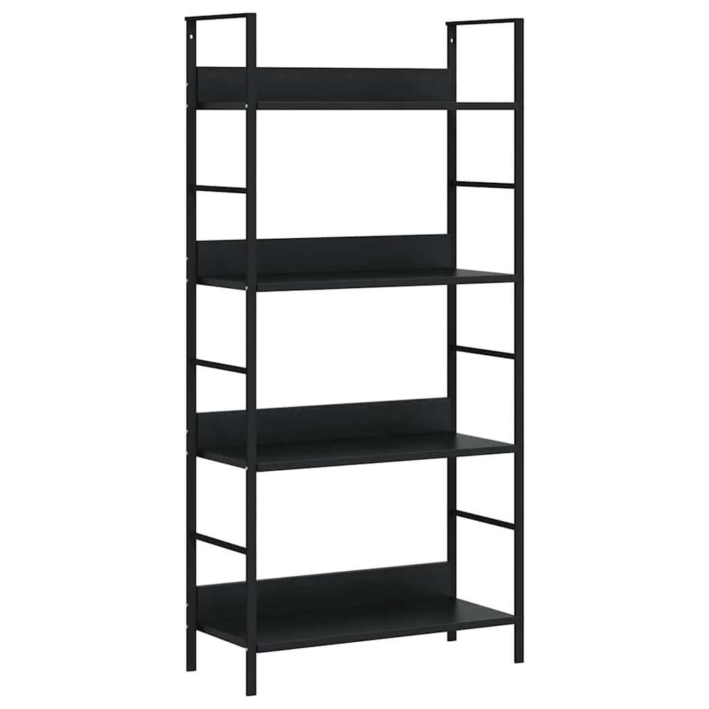 288222 vidaXL 4-Layer Book Shelf Black 60x27,6x124,5 cm Engineered Wood