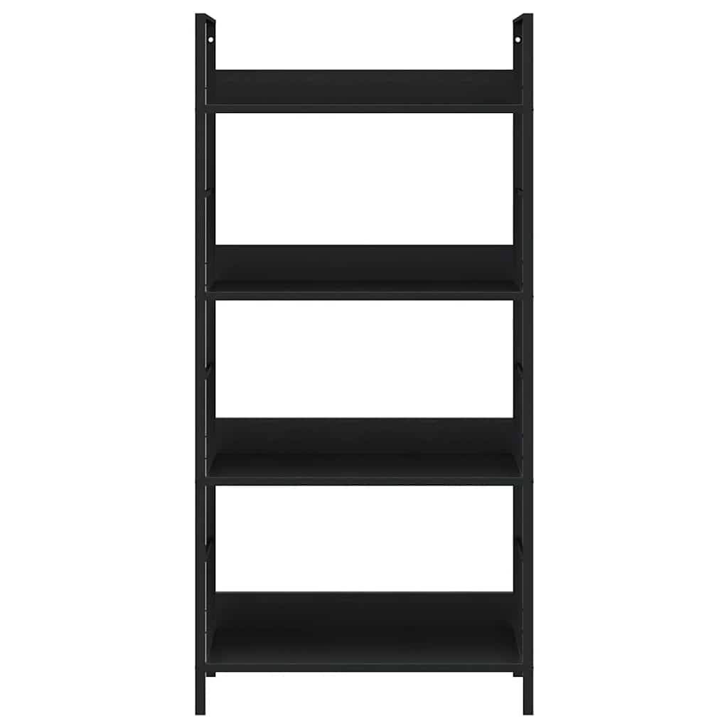 288222 vidaXL 4-Layer Book Shelf Black 60x27,6x124,5 cm Engineered Wood